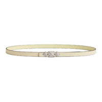 HERMES Palladium-Plated Calfskin Leather Belts Women's Yellow 1.3cm