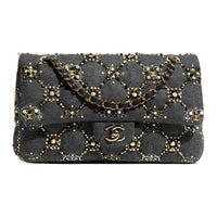 CHANEL Classic Flap CF Wool Mouth Cover Bag Crossbody Bag Women's Gray