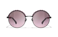 CHANEL Metal Irregular Shape Sunglasses Women's Black