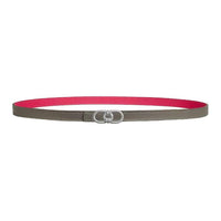HERMES Palladium Plated Leather Belts Women's Umber Purple Width 1.3CM