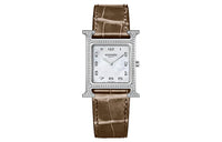 HERMES Heure H Collection Wrist Watch Quartz Movement Crocodile Leather Strap White Dial Women's W052380WW00
