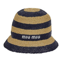 MIU MIU Viscose Bucket Hats Women's Blue Yellow