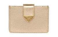 PRADA Saffiano Leather Card Holder Regular Women's Beige