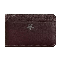 HERMES Evergrain Calfskin Matte Misixi Crocodile Leather Card Holder Women's Dark Brown
