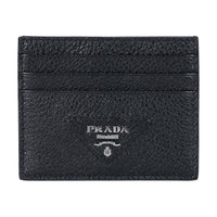 PRADA Leather Card Holder Card Holder Women's Silver