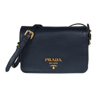 PRADA Cow Leather Shoulder Bag Women's Marine Blue