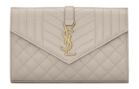 SAINT LAURENT Monogram Chain Wallet Grain De Poudre Blanc Vintage