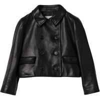 MIU MIU Leather Jacket Women's Black