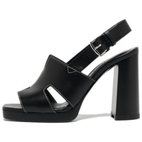 HERMES Eris One Strap Sandals 9cm Women's Black