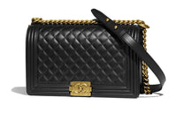 CHANEL LEBOY Calfskin Shoulder Bag Crossbody Bag Large Size Women's Black