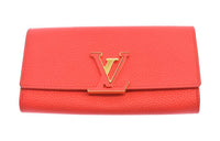 LOUIS VUITTON Leather Wallet Women's Red