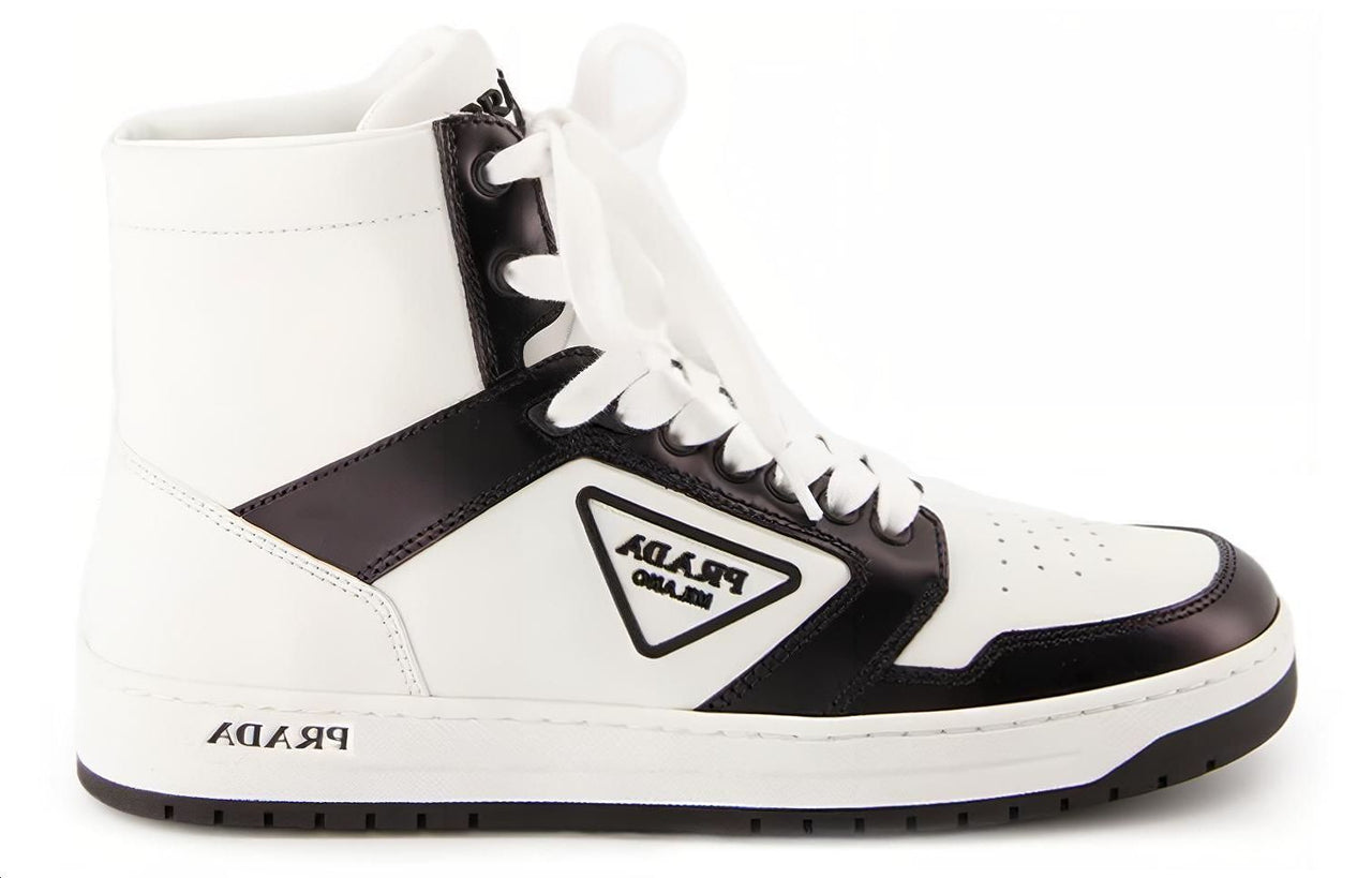 PRADA Abrasion Resistant High Top Skateboard Shoes Women's White Black