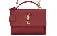 SAINT LAURENT SUNSET Smooth Leather Sunset Bag Crossbody Handbag Shoulder Bag Medium Size Women's Red