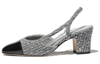 CHANEL Chunky Heel High Heels Women's Gray Black