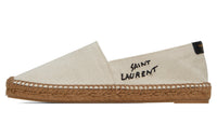 SAINT LAURENT Embroidered Espadrilles Natural Beige Canvas Women's