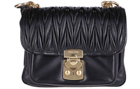 MIU MIU Panna Leather Shoulder Bag Crossbody Bag Women's Black