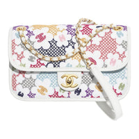 CHANEL Lace Patchwork Mouth Cover Bag Crossbody Bag Women's White
