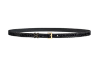 HERMES Relief Decoration Pin Buckle Calfskin Leather Belts Women's Black Width 1.3CM
