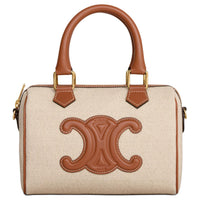 CELINE Fabric With Calfskin Handbag Women's Tan