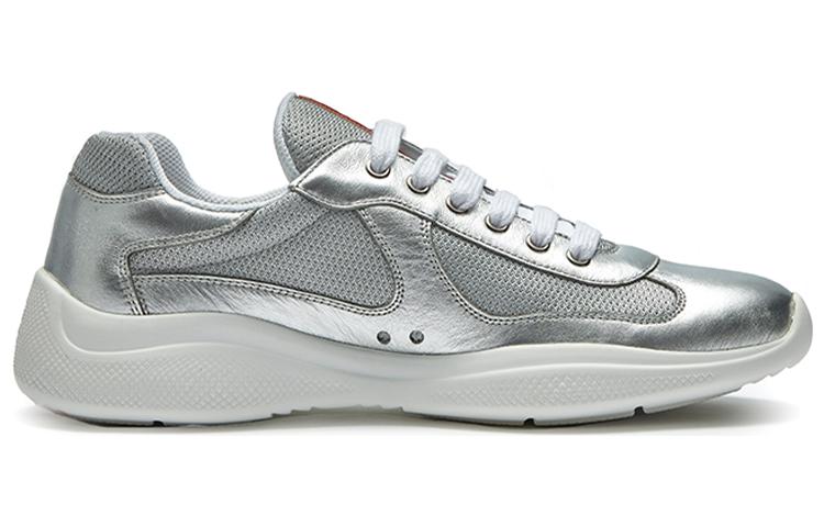 PRADA America's Cup Anti-Slip Wear-Resistant Low-Top Casual Shoes Men's Silver