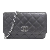 CHANEL Cow Leather Crossbody Bag Shoulder Bag Women's Black