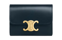 CELINE Triomphe Shiny Calfskin Wallet Women's Marine Blue