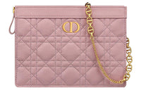 DIOR Soft Cow Leather One Shoulder Crossbody Clutches Women's Vintage Pink
