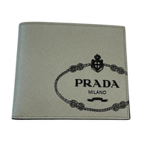 PRADA Leather Wallet Men's Ecru With Black