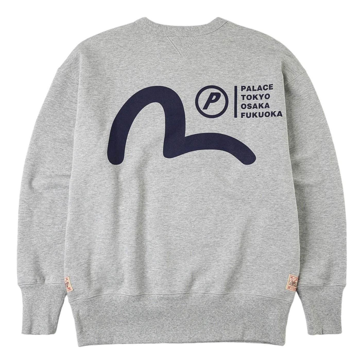Palace x Evisu Multi-City Seagull Logo Sweatshirt 'Grey Marl' P30CS262