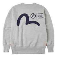 Palace x Evisu Multi-City Seagull Logo Sweatshirt 'Grey Marl' P30CS262
