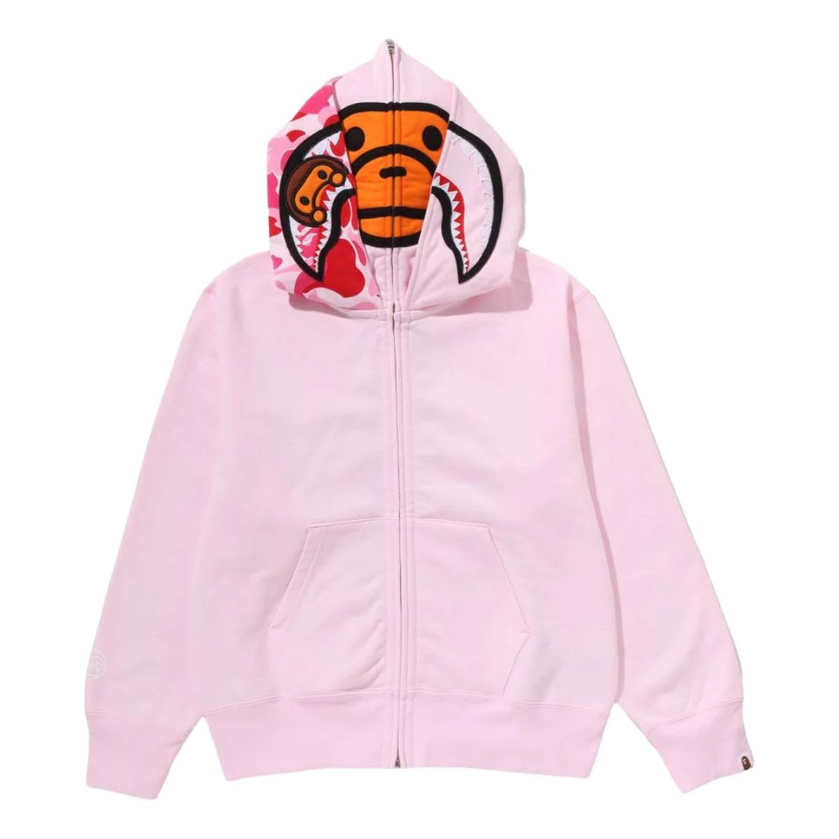 A Bathing Ape Milo Shark Full Zip Double Hoodie 'Pink' 2L80-215-013-PINK