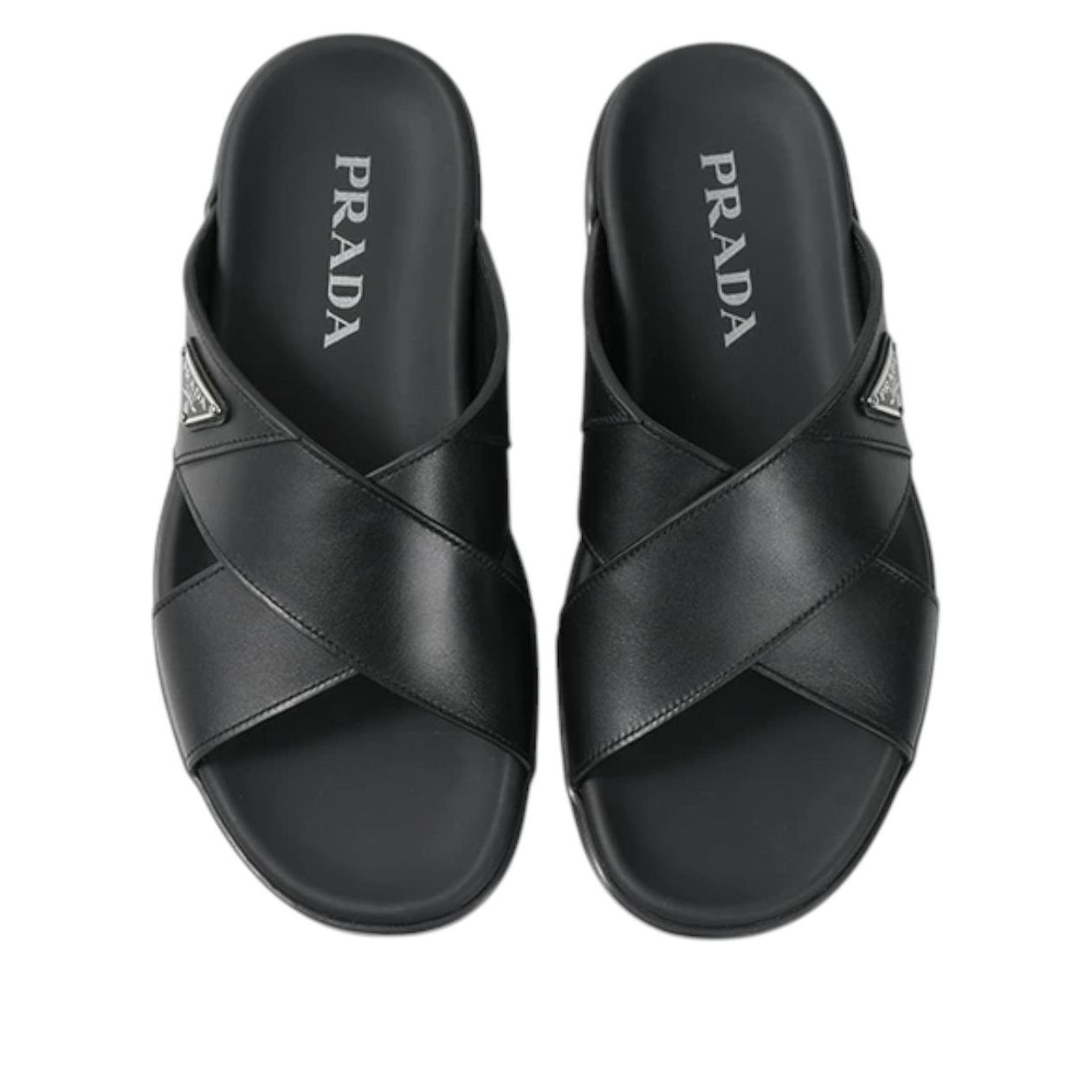PRADA Leather Criss Cross Slide 'Black' 2X3111-3LEM-F0002