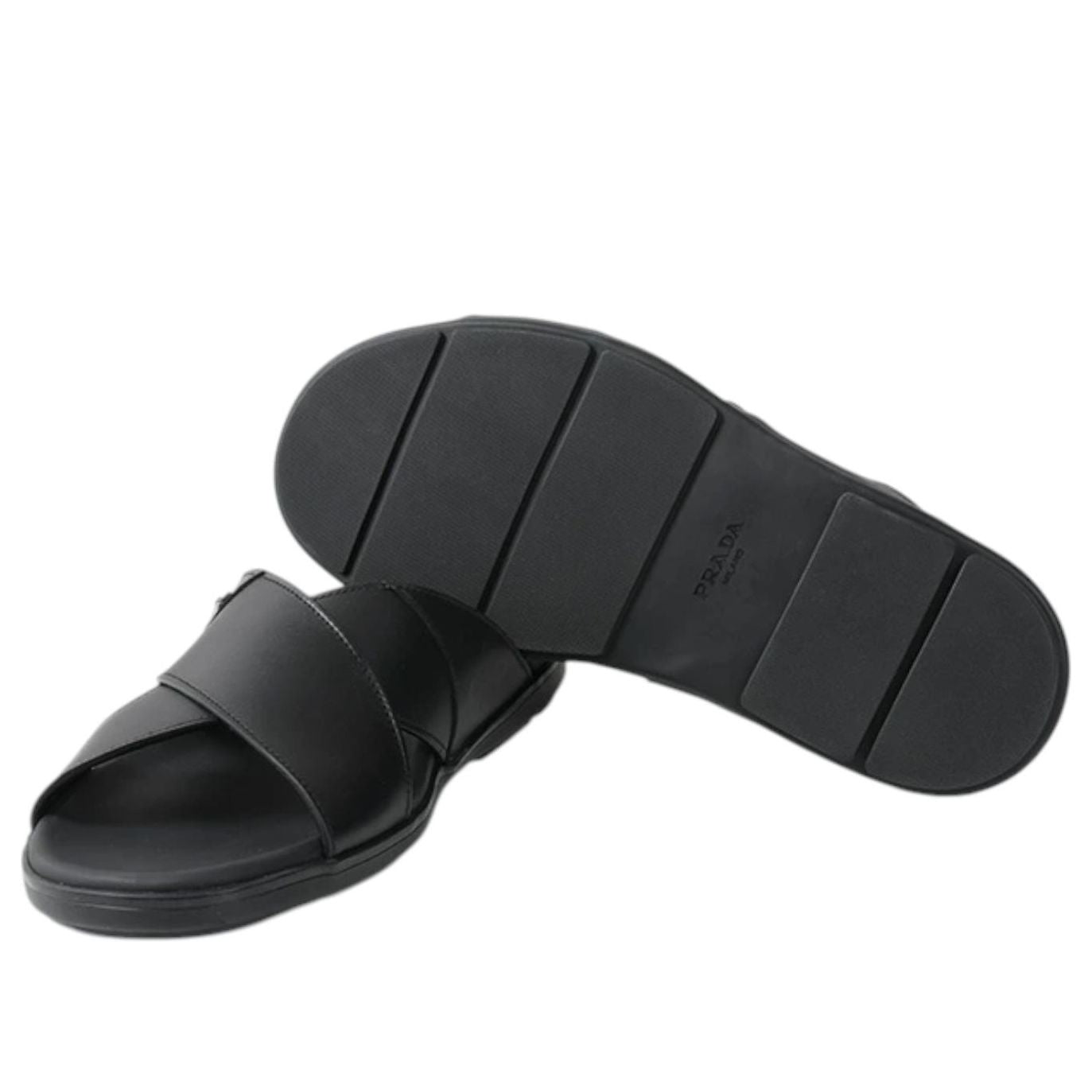 PRADA Leather Criss Cross Slide 'Black' 2X3111-3LEM-F0002
