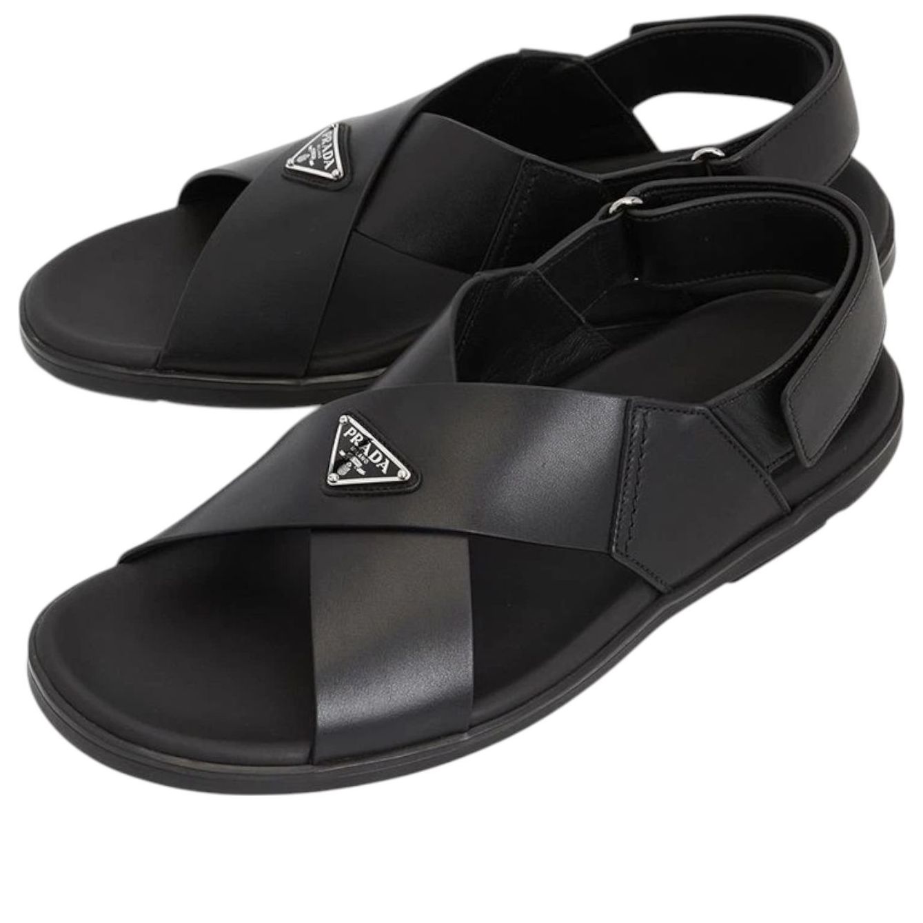 PRADA FW25 Crisscross Leather Sandals 'Black' 2X3121-3LEM-F0002