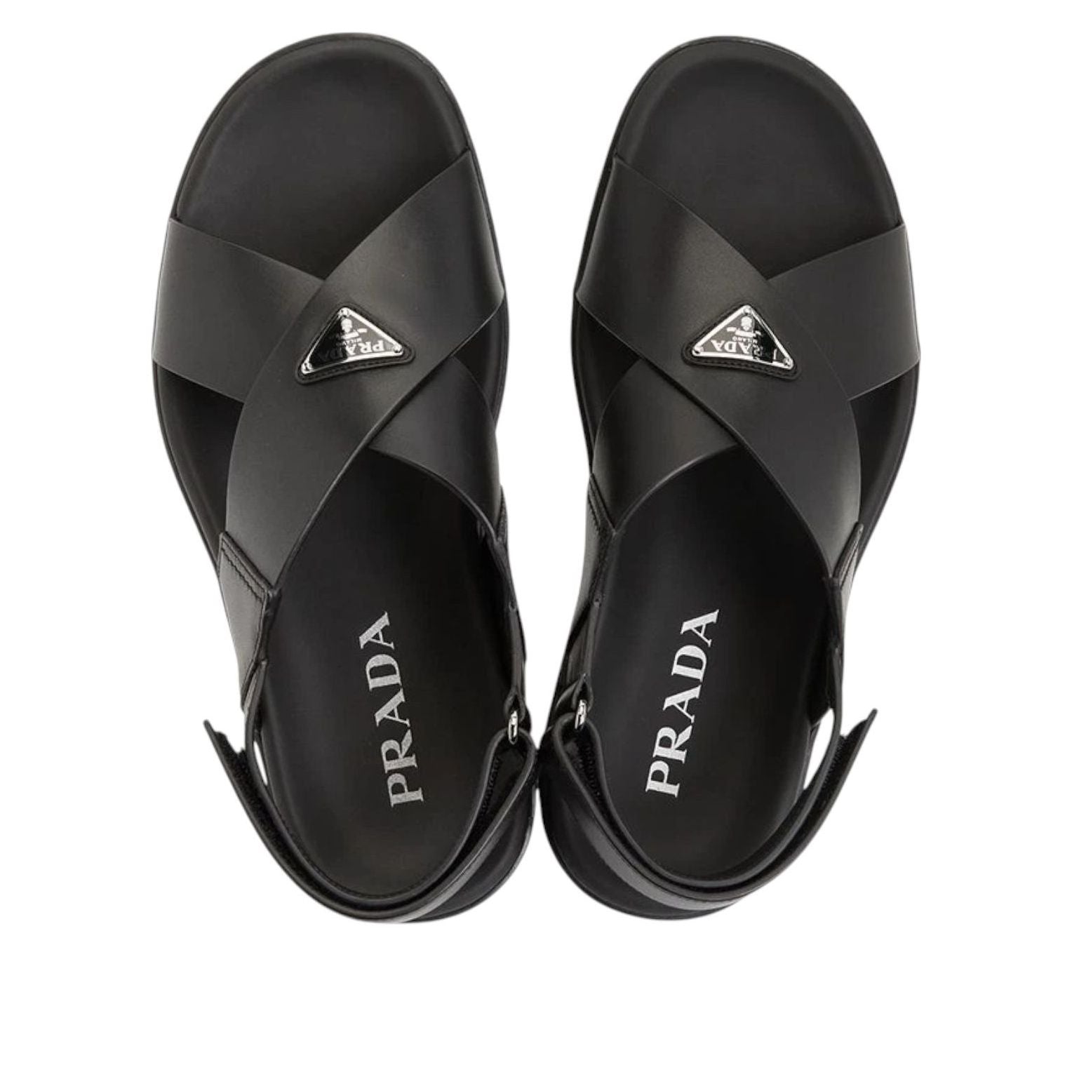 PRADA FW25 Crisscross Leather Sandals 'Black' 2X3121-3LEM-F0002