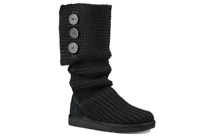 (WMNS) UGG Classic Cardy Boot Knit Shoe Stay Warm Cozy Black 1016555-BLK