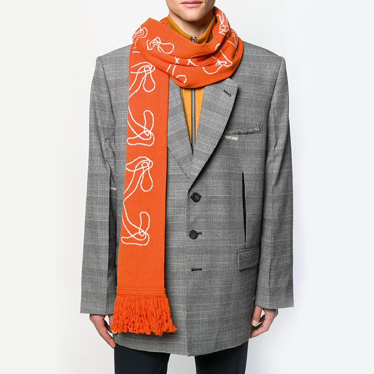 Off-White Abstract Arrow Orange Scarf OMMA001F194070111901
