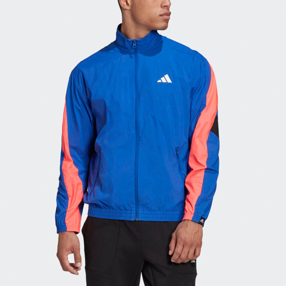adidas M Urban Q3 Tt Contrast Color Stitching Logo Sports Stand Collar Woven Jacket Blue FS4048