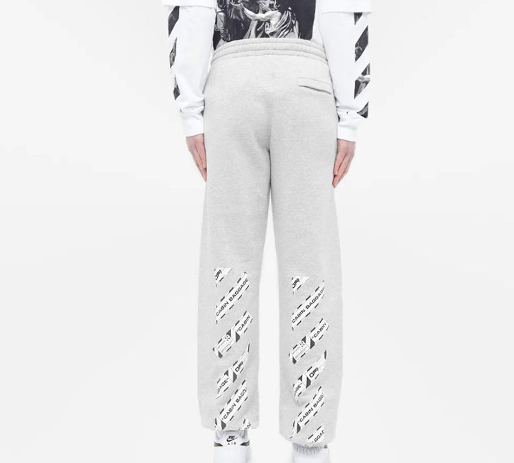 Off-White Rubber Strap Printing Sports Pants Ordinary Version Gray OMCH020S20E300030788
