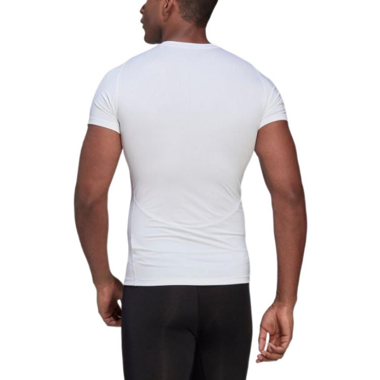 Men's adidas Solid Color Logo Round Neck Pullover Slim Fit Short Sleeve White T-Shirt HK2335