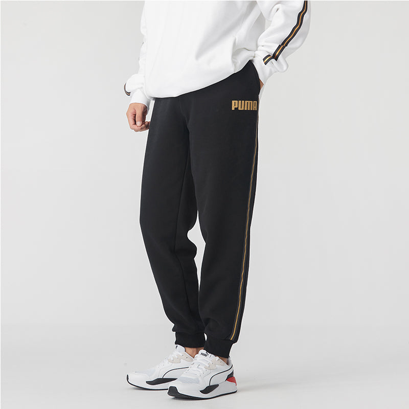 PUMA Metallic Nights Tape logo Printed Knitting Sports Trouser Men Black 587142-01