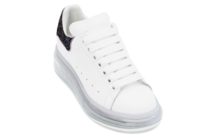 (WMNS) Alexander McQueen Clear Sole Oversized Sneaker 'White Black Sequins' 621718WHZ429926
