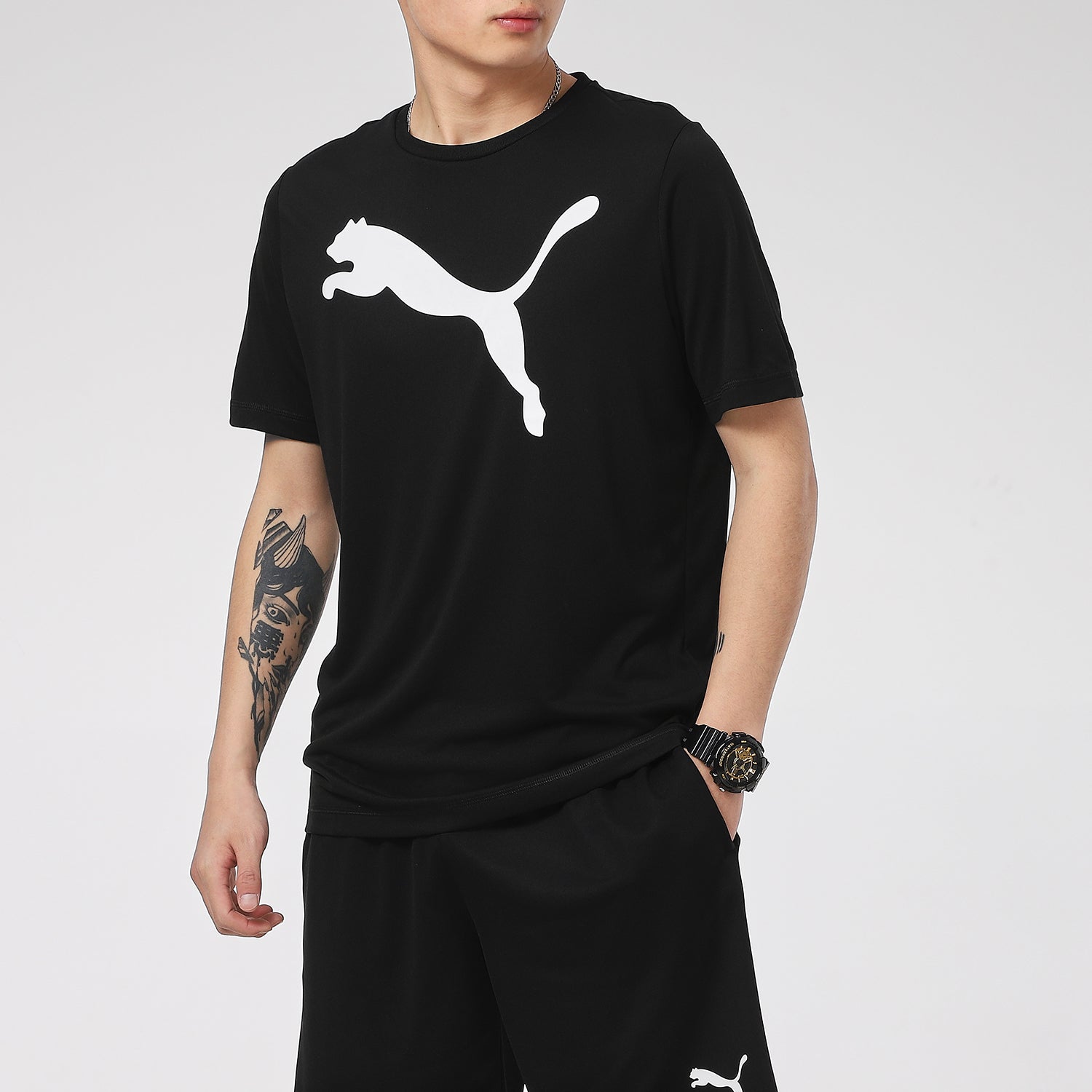 PUMA Active Big Logo Tee 'Black White' 588860-01