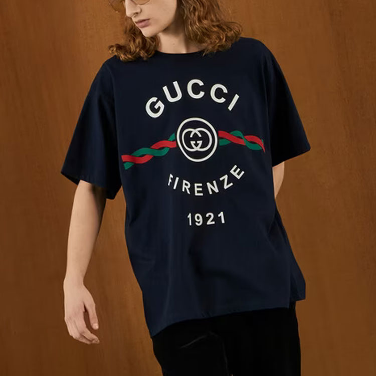 Gucci Firenze Print Tee 'Navy' 616036-XJD7T-4795