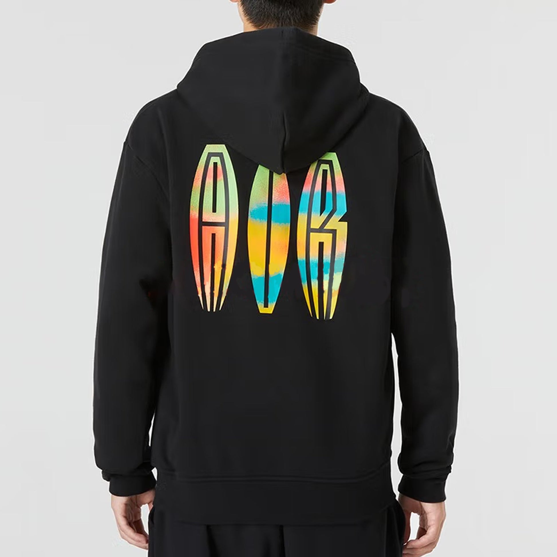 Men's Nike Kangaroo Pocket Chest Multi-Color Printing Drawstring Pullover Black DQ7565-010