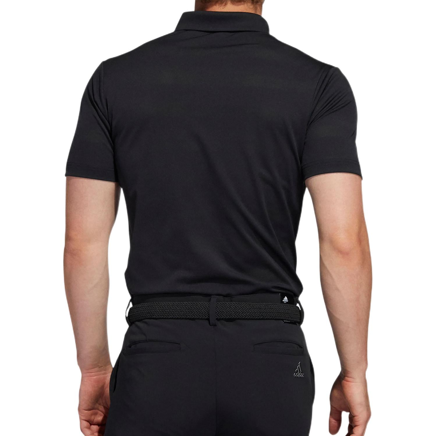 Men's adidas Solid Color Small Logo Printing Golf Short Sleeve Black Polo Shirt FS6881