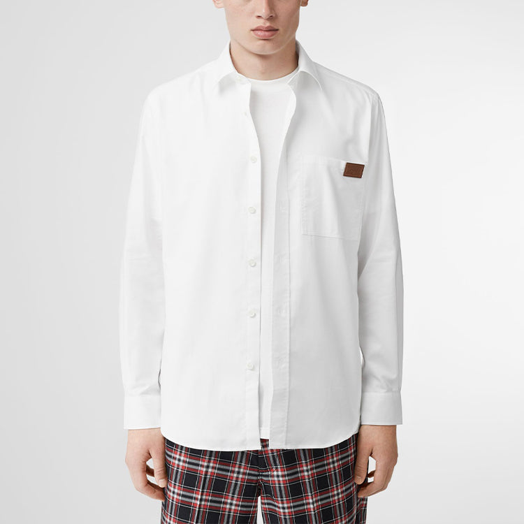 Men's Burberry Logo Detail Long Sleeves Shirt White 80175591