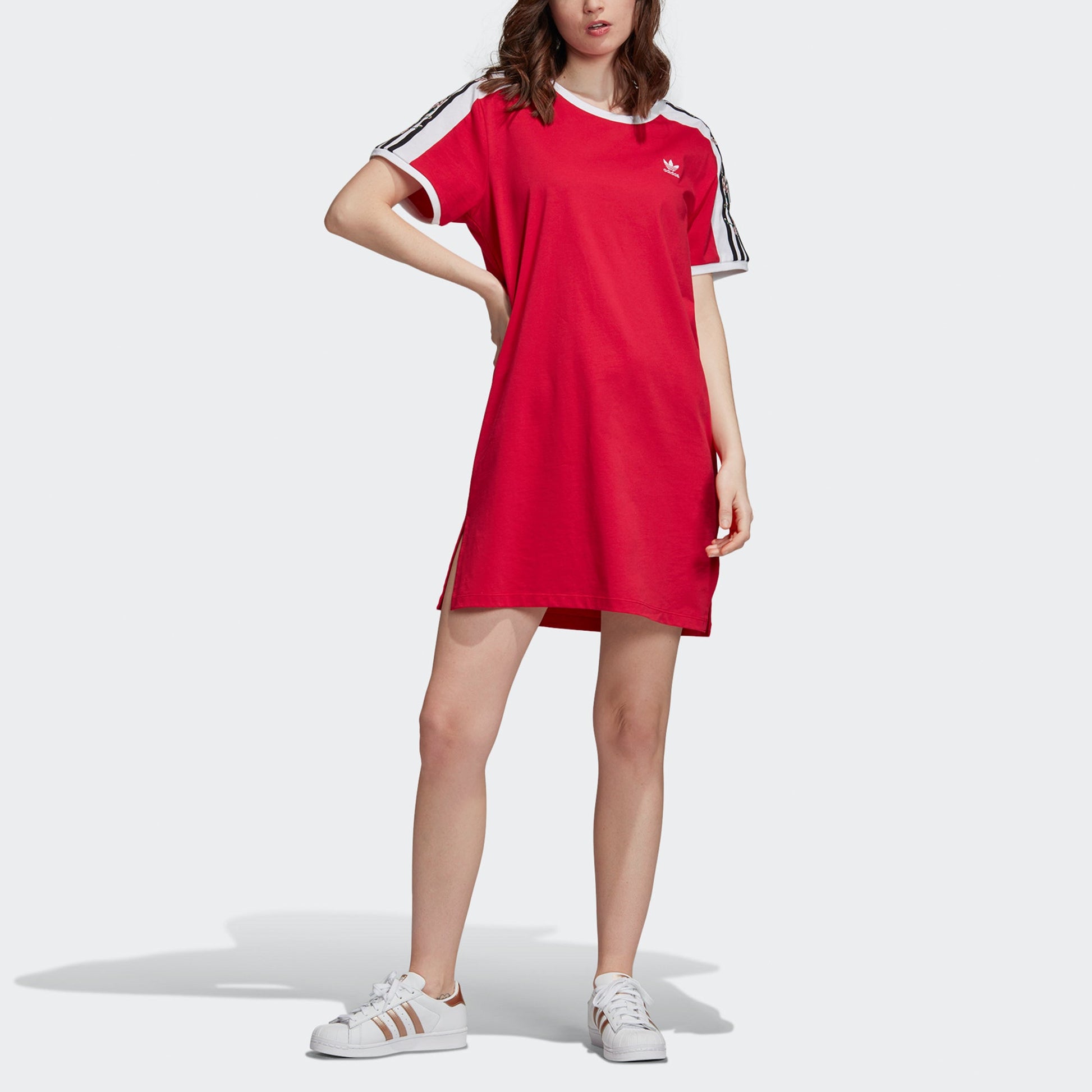 (WMNS) adidas originals Tee Casual Sports Round Neck Short Sleeve Red Dress EH8730