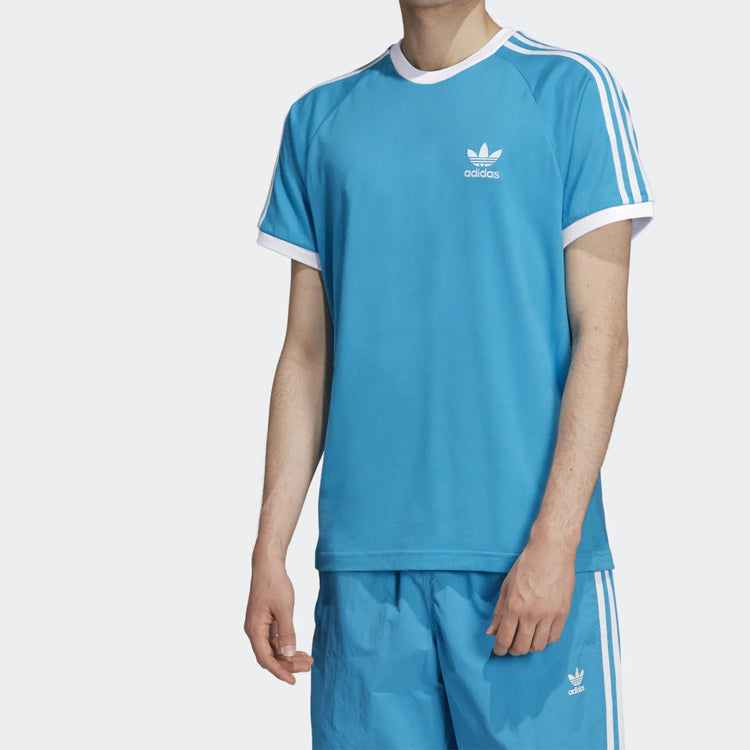 adidas originals 3-Stripes Tee Casual Round Neck Loose Logo Stripe Short Sleeve Blue DZ4587