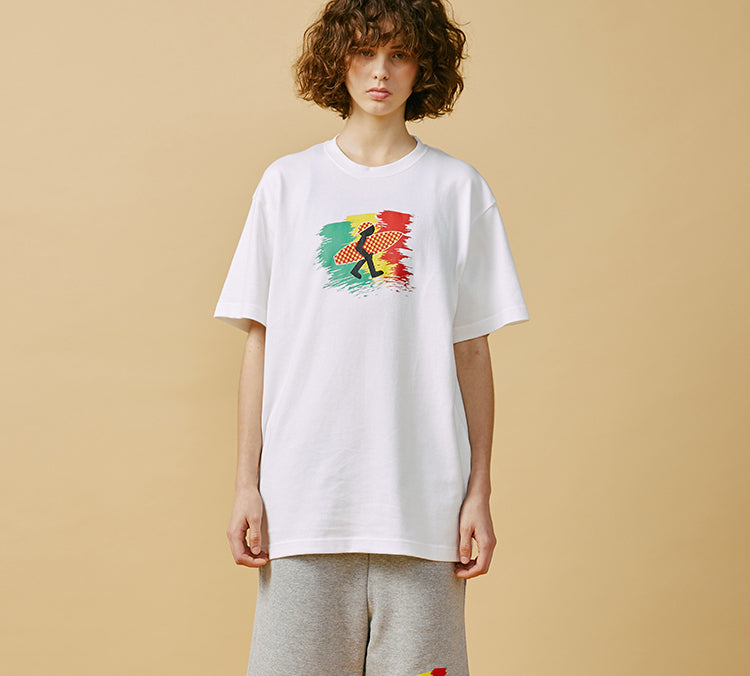 PJs Vigor Reggae Surf Pattern Printing Cotton Short Sleeve Unisex White 20SSTS1029-P